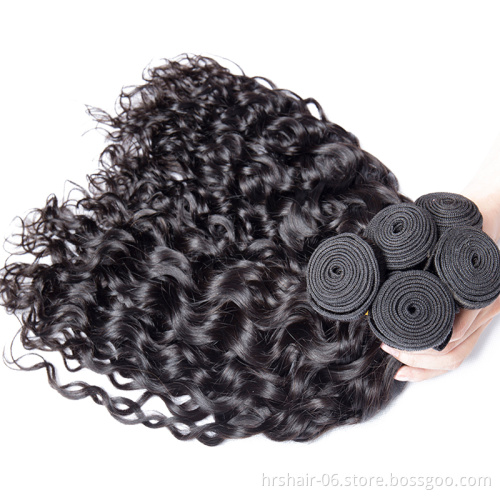 Brazilian Water Wave Human Hair Bundles With Closure Peruvian Wet and Wavy Hair 4 Bundles Human hair